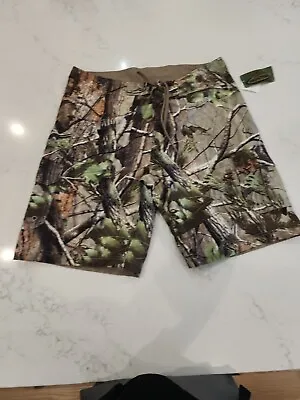 Realtree Board Shorts Mens Large Camo Brown Green Camouflage Drawstring Cabelas  • $10