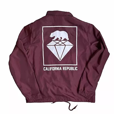 California Republic Mens Medium Snap Jacket Maroon Graphic Eighty Eight Bear • $29.85