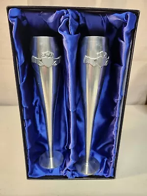 Mullingar Pewter Finest Celtic Knot Irish Wedding Champagne Flutes • $109.60