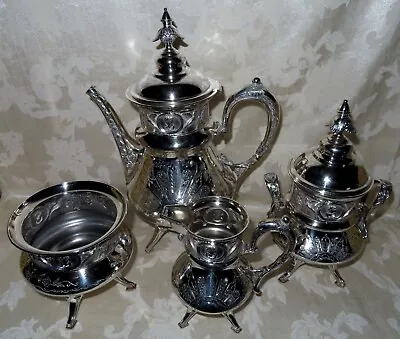Stunning 1880's Victorian Art Nouveau Silver Plated 4 Piece Coffee & Tea Set • $275