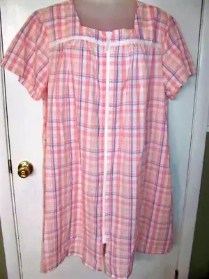 £23.20 • Buy NWT   CROFT BARROW Seersucker Plaid Zip Front Robe Duster Housecoat Nightgown 3X