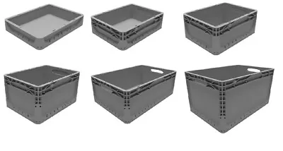 GREY Euro Stacking Heavy Duty Plastic Storage Industrial Container Boxes Crates • £171.75