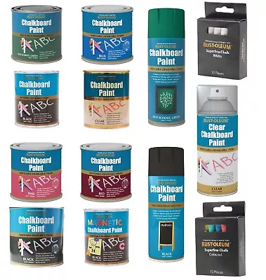 £9.95 • Buy Chalkboard Blackboard Paint Spray Brush Magnetic Pink Red Green Blue Clear Chalk