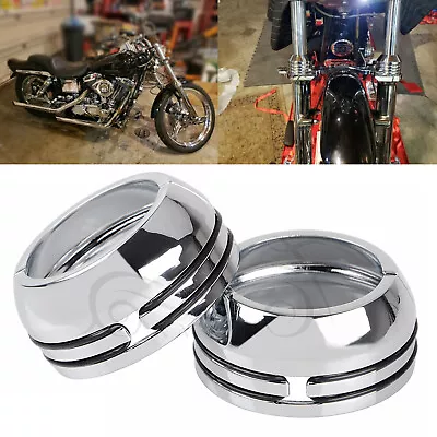 Chrome Fork Boot Cap Covers For Harley Dyna Wide Glide FXDWG Fat Bob FXDF FXDL • $16.98