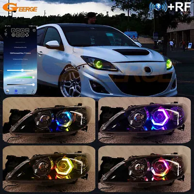 For Mazda 3 Mazda3 BK BL Dynamic RGB LED Angel Eyes Hex Halo Rings Bluetooth APP • $80.15