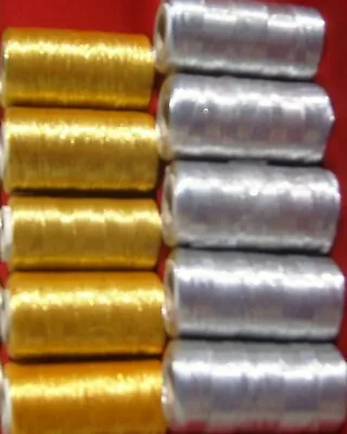 £9.99 • Buy 12 Metallic Embroidery - 6 Gold 6 Silver, 350 Yards Each Spool