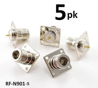 5-PACK Commerical Grade N-Type Jack Bulkhead Panel Mount Connector - RF-N901-5 • $12.95