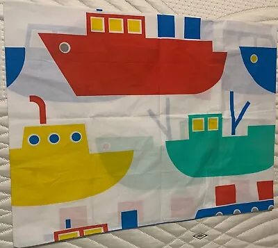 1 Vintage Marimekko Tug Boats Ships Std Pillowcase Colorful 1983 Dan River 20x26 • $21.58