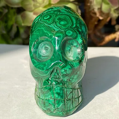 1.8LB Natural Gemstone Malachite Quartz Crystal Skull Carved Healing Reiki Stone • $0.99