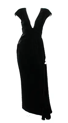 VALENTINO BOUTIQUE Vintage Black Silk Velvet V-Neck Evening Dress 4 • $698