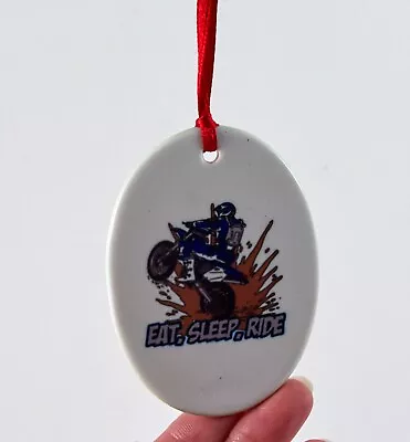 Christmas Ornament Motorcycle  Eat Sleep Ride  Oval 3.25  X 2.25  • $5.49