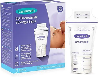 Lansinoh Breast Milk Storage Bags Pouches Freezer Pre-Sterilised - Fast Delivery • £14.99