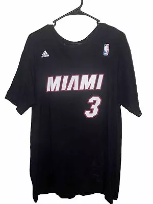 Miami Heat Dwayne Wade Adidas Men's T Shirt Size XL Black NBA Basketball • $6.99