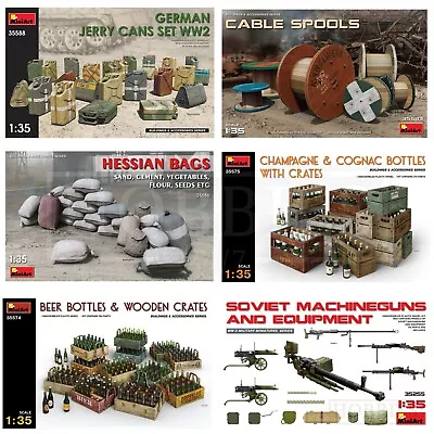 Miniart 1/35 Scale Diorama Accessories WW2 Kits Bottles Creates Bags Jerry Cans • £22.59