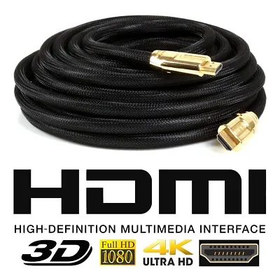 4K/3D HIGH SPEED HDMI CABLE Ethernet Lead UHD Short-Long 0.5m/1m/2m/3m/5m/10m • £12.15