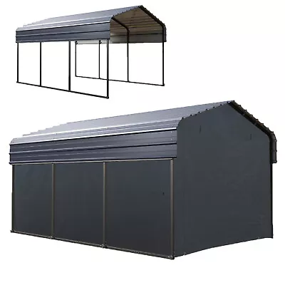 10x15'Metal Carport Garage Outdoor Canopy Heavy Duty Shelter Car Shed W/Sidewall • $819.99