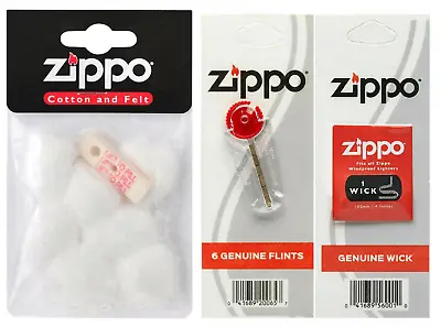 Genuine  Zippo Cotton Lighter Wadding 1felt Cotton -1wick- 6flints Service Parts • £6.89