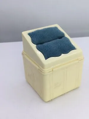 Vtg - Art Deco Plastic Ring Box - Beige / Lt Blue Velvet (b197) • $32