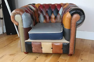Chesterfield  Patchwork Club Leather Armchair • £475