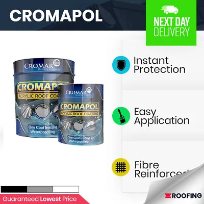 £32.99 • Buy Cromapol | Acrylic Roof Coat | Roof Paint Sealant | 4 Sizes & 4 Colours 