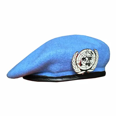 UN BLUE BERET United Nations Peacekeeping Force Cap Hat With UN Badge Size 57-58 • £18.28