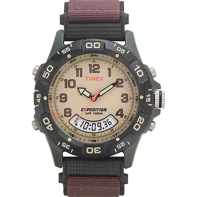 Timex T45181 Men's Expedition Combo Brown Watch Indiglo Chronograph NEW • $44.10