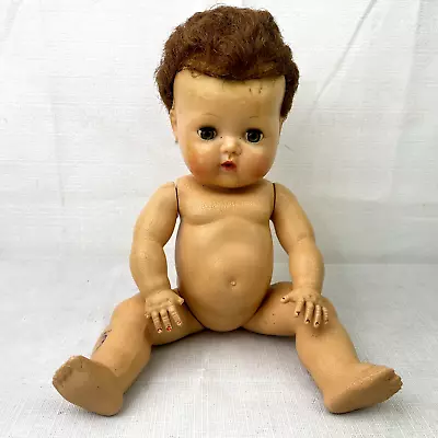 1950 American Character Doll TINY TEARS Drink & Wet 13  Rubber Body Rooted Hair • $18.99