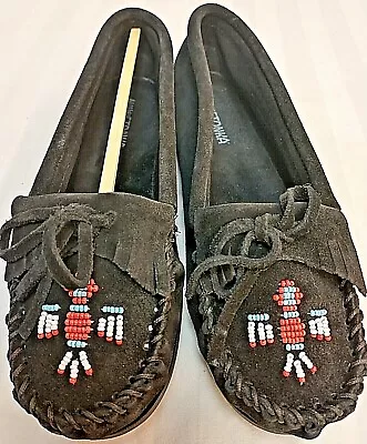 New Minnetonka Women's Thunderbird II Soft Sole Moccasin 7.5 Black • $95.96