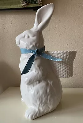 Pottery Barn ~ Large Ceramic GARDEN BUNNY With BASKET ~ EASTER Spring • $98