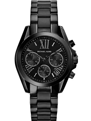 NWT Michael Kors MK6058 Black Mini Bradshaw Stainless Steel Womens Watch 36mm • $113.99