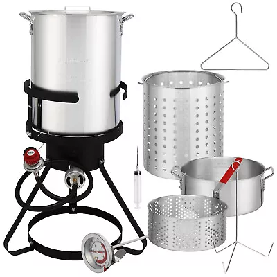 Turkey Fish Fryer Set With 30 Qt & 10 Qt Aluminum Pot Outdoor Propane Gas Cooker • $80.69