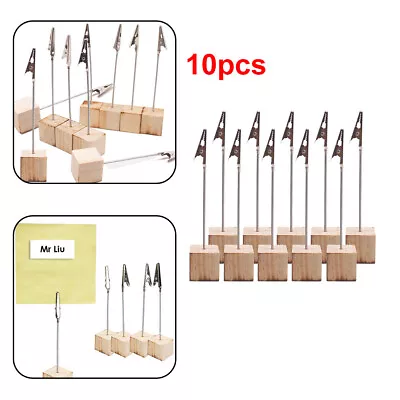 10pcs Wood Metal Photo Alligator Clip Memo DIY Wires Picture Holder Table Stand • £6.99