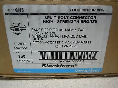 Thomas & Betts 6H3 Connector Split Bolt High Strength Lot Of 10 • $18