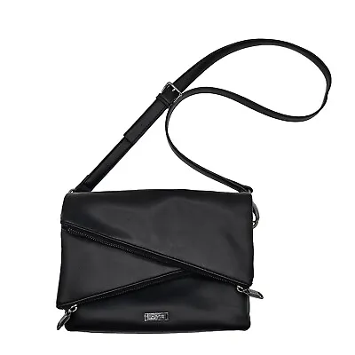 Joes Jeans Vegan Zariah Dual Zip Crossbody Bag Black Adjustable Strap • $29.99