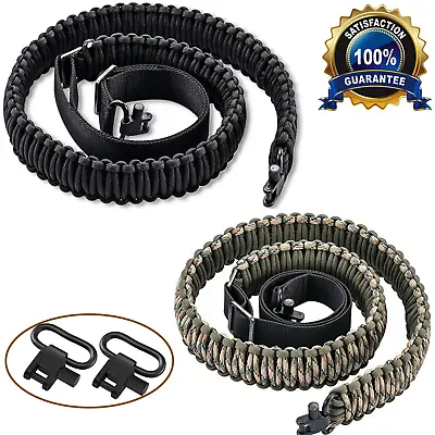 Tactical 550 Paracord Rifle Gun Sling Shotgun Crossbow 2 Point Adjustable Swivel • $11.99