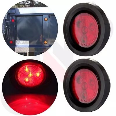 2X Red4 LED 2.5  Round Light Truck Trailer Side Marker Clearance Tail Lamp Set • $9.99