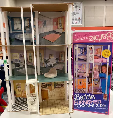 Vintage 1986 Barbie Furnished Townhouse With Elevator In Box Just 1 Chair • $34.99