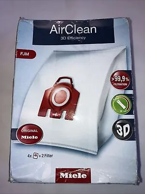 Miele FJM Vacuum Cleaner Airclean Bags 4 Bags 2 Filters Red Collar Genuine • $22.99
