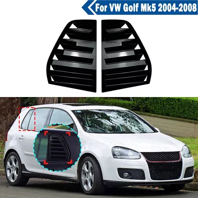 Glossy Black Quarter Glass Window Louver Vent Shade Cover For VW Golf MK5 04-09 • $47.99