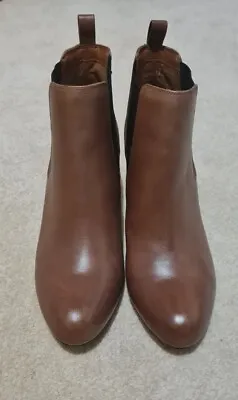 CLARKS SOMERSET Tan Leather Ankle Boots - Size 7D • £19.99