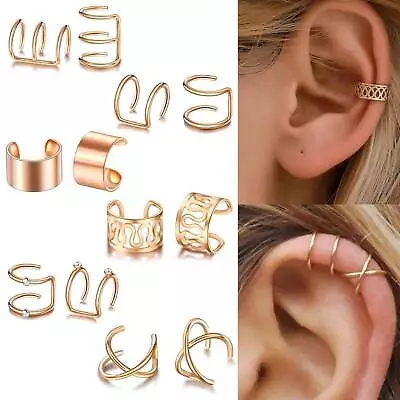 12x Ear Clip Cuff Wrap Fake Earring Stud Hoop Non Piercing Cartilage Helix Set • £3.54