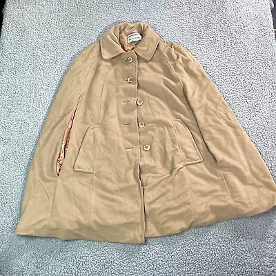 Vintage Kashmiracle Cape Jacket Women's Beige Tan 60s 70s Button Up One Size • $110.99