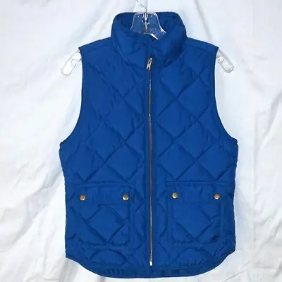 J. Crew Excursion Down Filled Royal Blue Quilted Puffer Front Zip Vest XS • $15