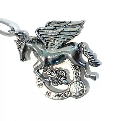 $7.99 • Buy Flying Pegasus Winged Horse With Crystal Stainless Steel Pendant 32  Necklace