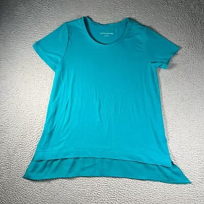 Soft Surroundings Blouse Womens Small Blue Sheer Peplum Short Sleeve Causal • £18.26