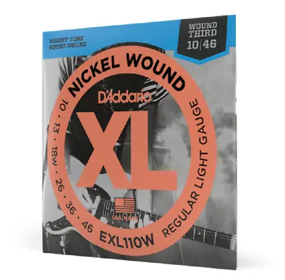 D'Addario EXL110W Electric Guitar Strings Wound 3rd String 10-46 Light • $7.89