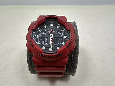 CASIO G-Shock GA-100B Red Wrist-Watch Military Diving Sport Style 20BAR VGC • $64.99