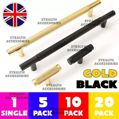 Knurled TBar Kitchen Cupboard Cabinet T-Bar Door Handle Handles Black Or Gold • £2.49