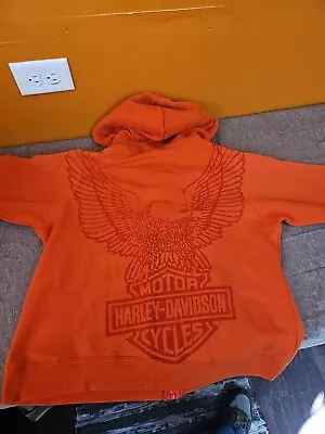 VINTAGE HARLEY DAVIDSON ORANGE /BLACK HOODIe RACINE WI EAGLE • $25