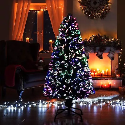£29.95 • Buy Pre-Lit Christmas Tree Fiber Optic Pine LED Lights Xmas  Decor 4 Styles 2-6ft